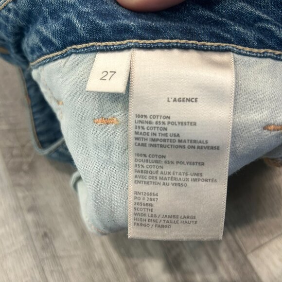 L'agence Wide Leg High Rise Medium Wash Scottie Jeans Women's I17 - Picture 3 of 6